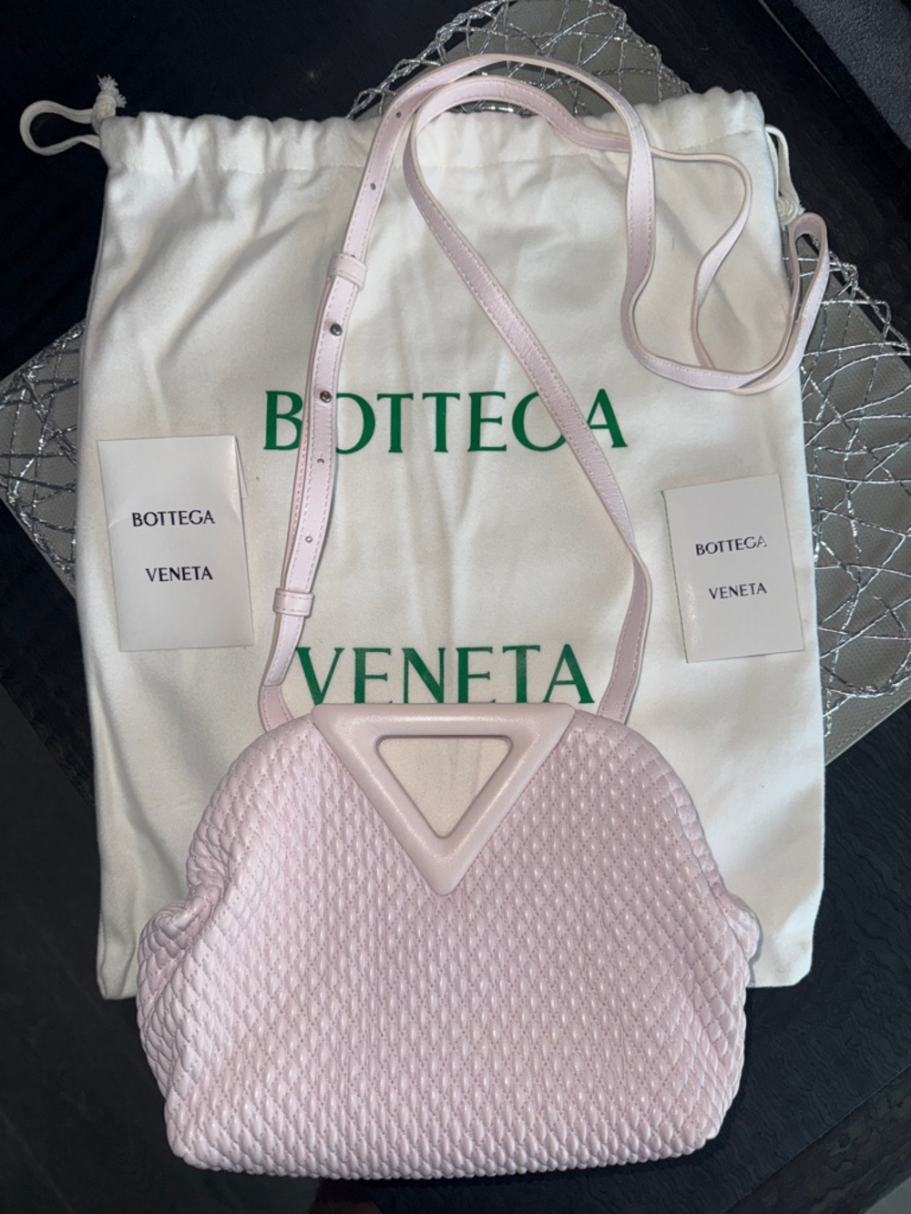 Bottega Veneta Pale Pink Quilted Crossbody Bag
